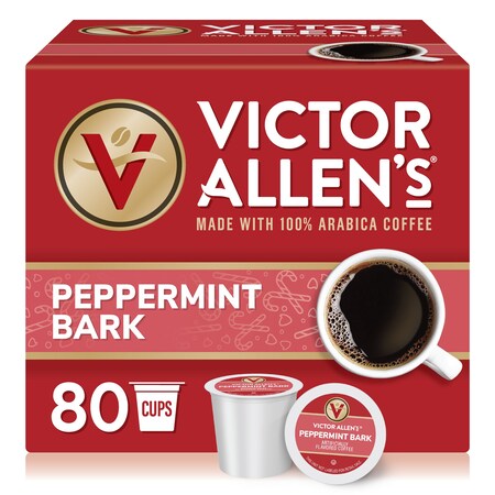 Victor Allen Victor Allen's Coffee Peppermint Bark, Medium Roast, 80 Count, Single Serve Coffee Pods for Keurig K-Cup Brewers, PK80 FG014612RV